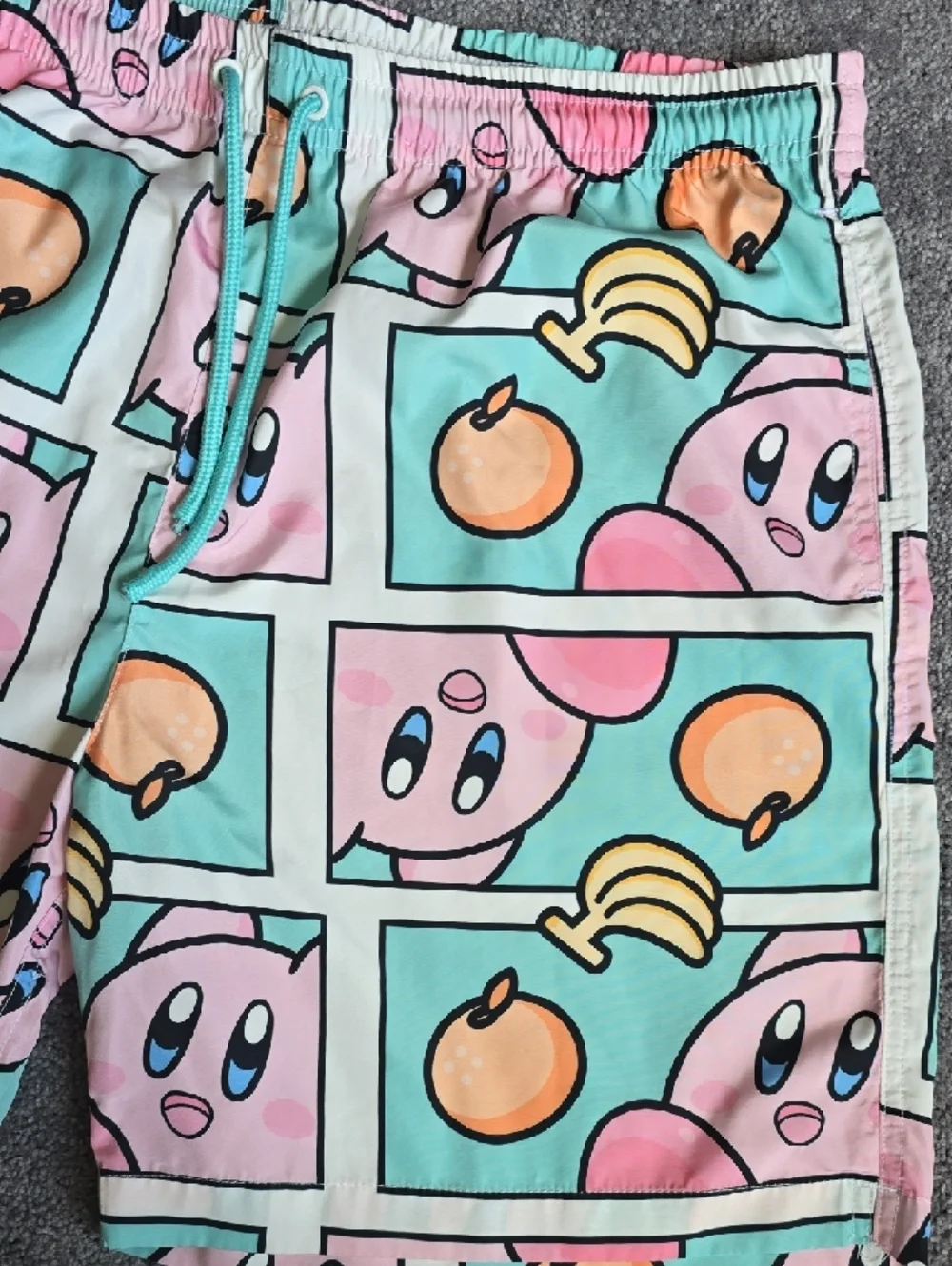 Kirby Graphic Swim Shorts in Mint & Pink